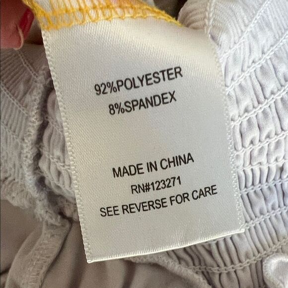 White Smocked Top with Yellow & White StripePanta Women's Jumpsuit Junior Large - Picture 4 of 7